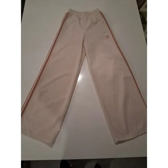 Adidas Originals Summer Glow Wide Leg Pants - Wonder White/Peach - Size 2XS - Picture 3 of 9